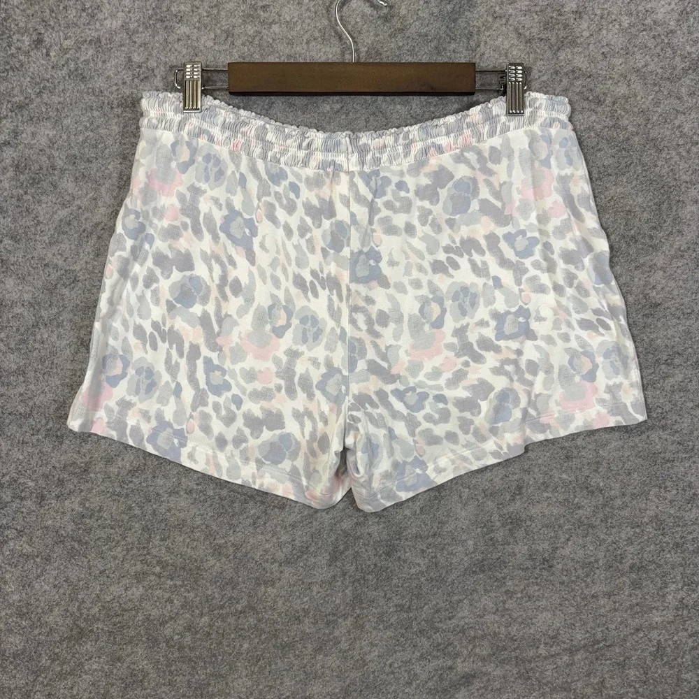 Soma Pajama Short Set Womens Sz M Blue Gray Pink Leopard Stretch